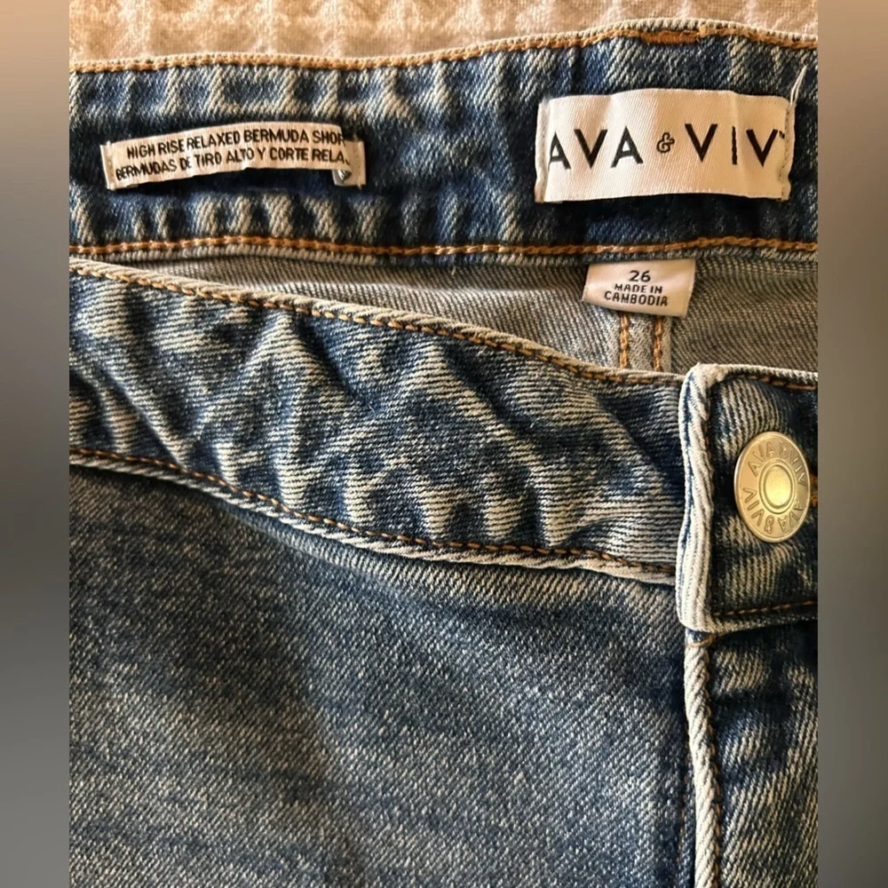 Ava & Viv Jorts Shorts Women Bermuda Cut Off High Rise Relaxed Fit Size 26